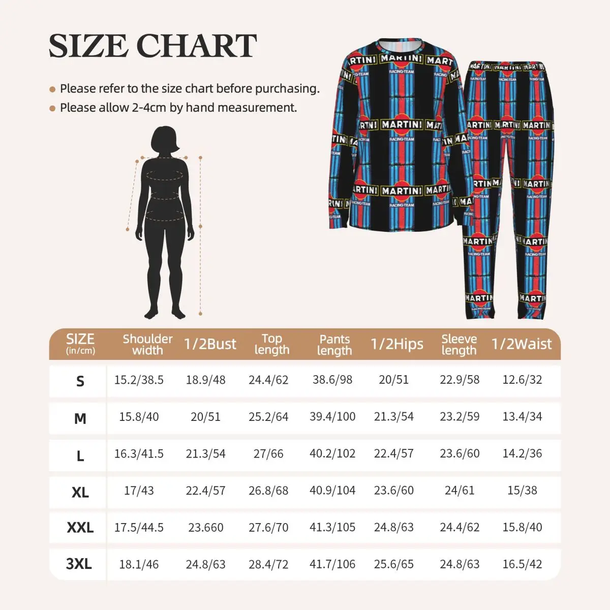 Martinis Race Sportscar Motor Racing Round Neck Long Sleeve Nightgowns for Sleeping Sleepshirts Women Loose Pajama Set Long Pant