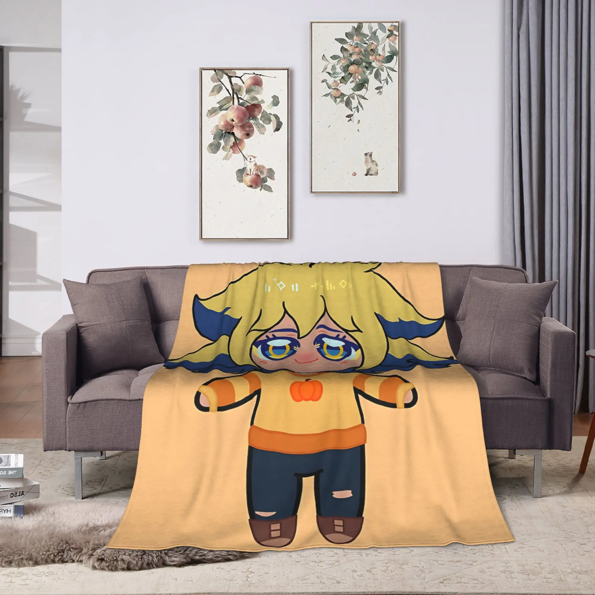 Trickcal Chibi Go Vee TOH Plushie Style Flannel Blankets Winter Soft Throw Blanket for Girls Outdoor Bedspread Sofa Bed Cover