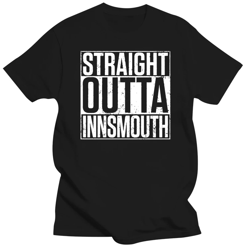 Hip Hop Cotton Men T Shirts Straight Outta Innsmouth T Shirt City Horror Arkham H. P. Cthulhu Fun Lovecraft