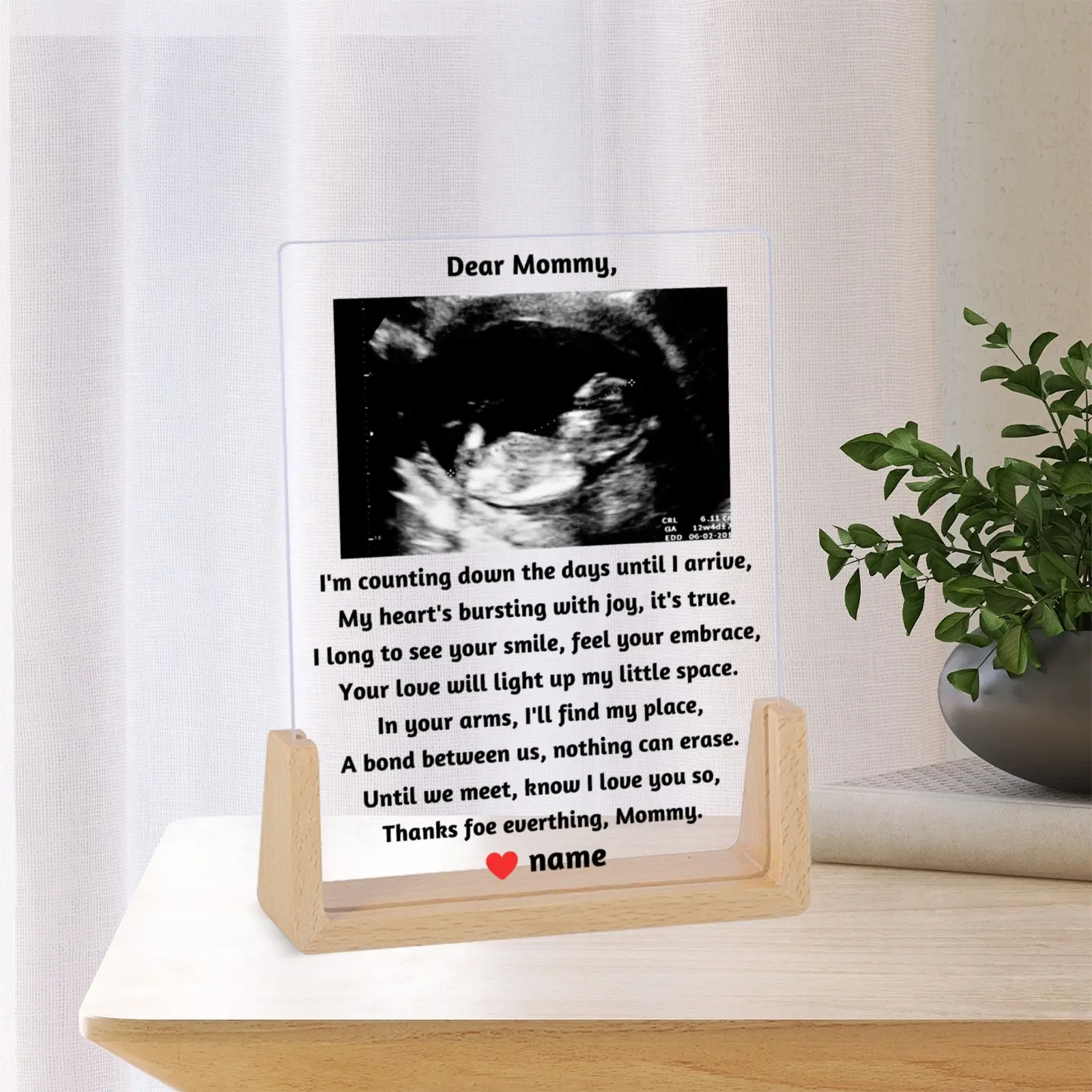 Custom Sonogram Picture Frame Baby Shower Welcome Sign for Boy Girl Personalized Newborn Photo Frames for New Mom Dad Keepsake