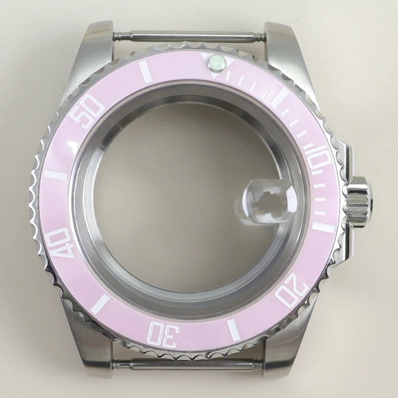 NH35 40mm Diver Cassa Dell'orologio Vetro Zaffiro Per Seiko NH35 NH36 NH34 8215 2824 Movimento 28.5mmDial SUB Rosa Lunetta In Ceramica Vendita Calda