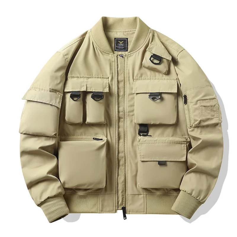 Bomber Jackets Men's American Baseball Jackets Windbreak Multi-pocket Work Coats Functional Clothing Winter Men's Coat Camping