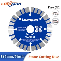 Disco de corte de diamante de 125mm y 5 pulgadas, hoja de sierra Circular de segmento para corte en seco, hormigón, cerámica, Ladrillo, Mármol, 5