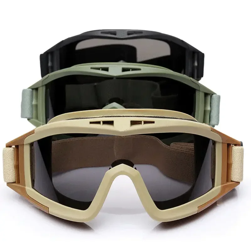 Tactical Goggles 3 Lens Windproof Shooting Hunting Glasses Eyewear Outdoor CS War Game Airsoft Paintball Glasses