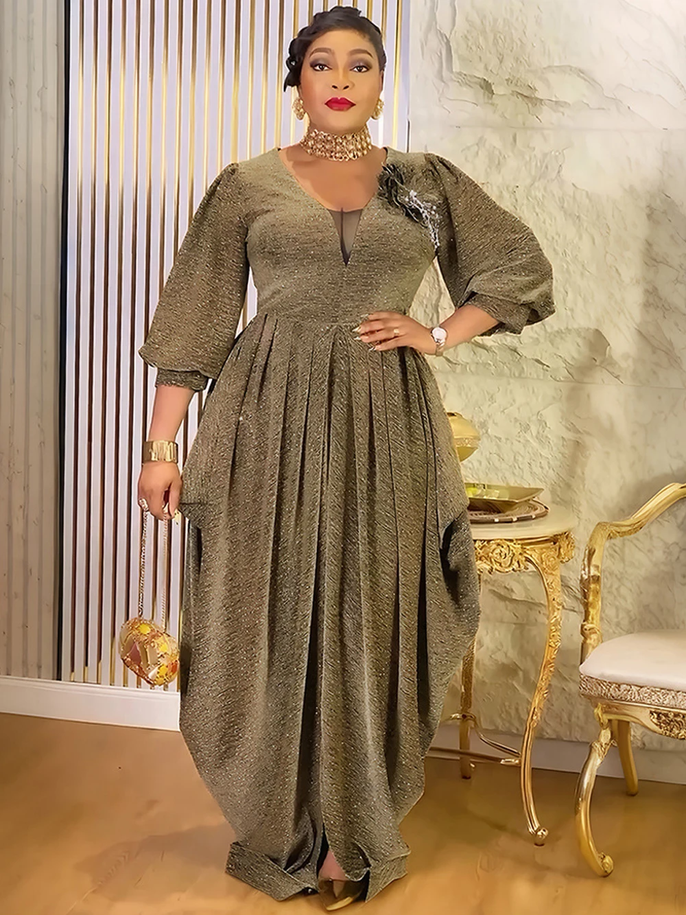 

2025 African Dresses For Women Elegant Wedding Party Evening Gown Ankara Dashiki Diamond Long Dress Turkey Africa Clothes Kaftan