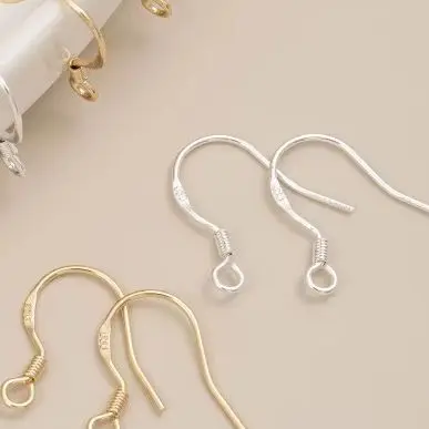 

1Pair 925 Sterling Silver 14K Gold-Plated Spring Ear Hooks DIY Earring Making Accessories Gold & Silver Ear Hook Materials