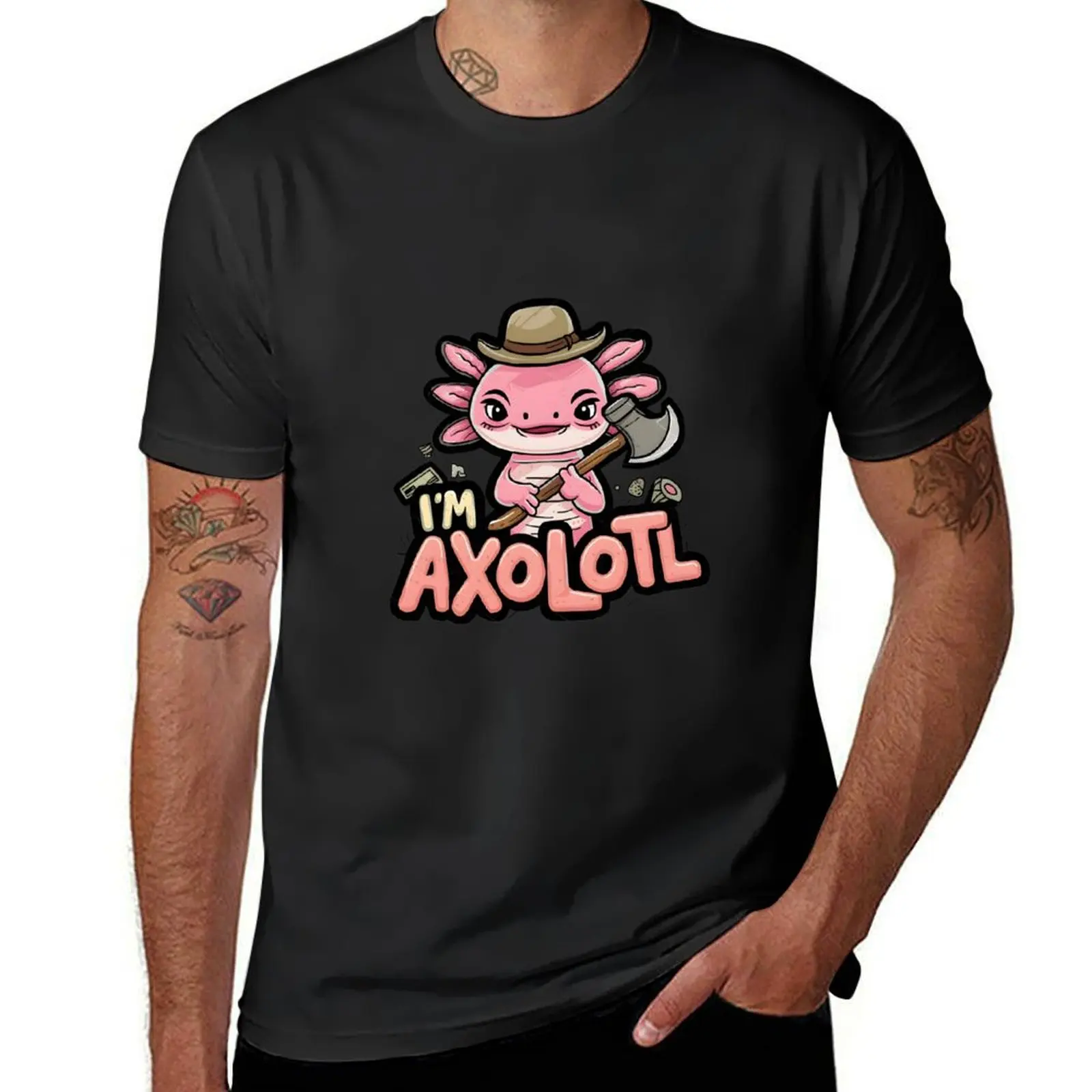 

I'm Axolotl Cute Pink Funny Salamander Lover Boys Girls Gift T-Shirt kawaii clothes quick drying heavyweights shirts men