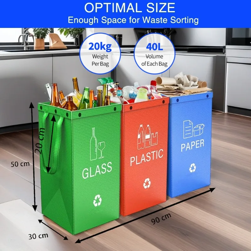 Multi-Purpose Foldable Sorting Trash Can Large Capacity Heavy Duty Reusable For Outdoor Kitchen Living Room Easy Clean