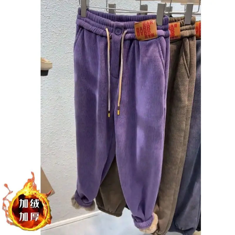 2023New Pants Loose Straddle Casual Lamb Fleece Pants Women Plush Sweatpants Women's Autumn and Winter Warm Cotton Pants