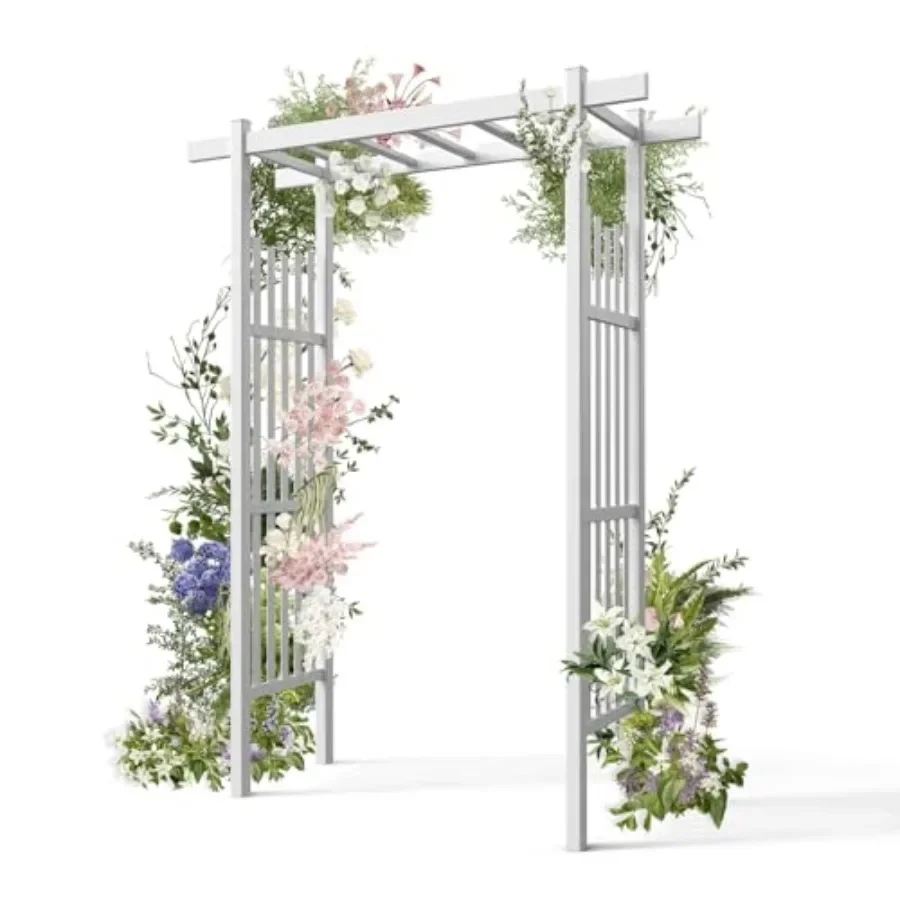 Garden Arbor: Vinyl Wedding Arch for Ceremony Party, Garden Trellis for Climbing Plants, Arch Backdrop Stand for Garden, Backya