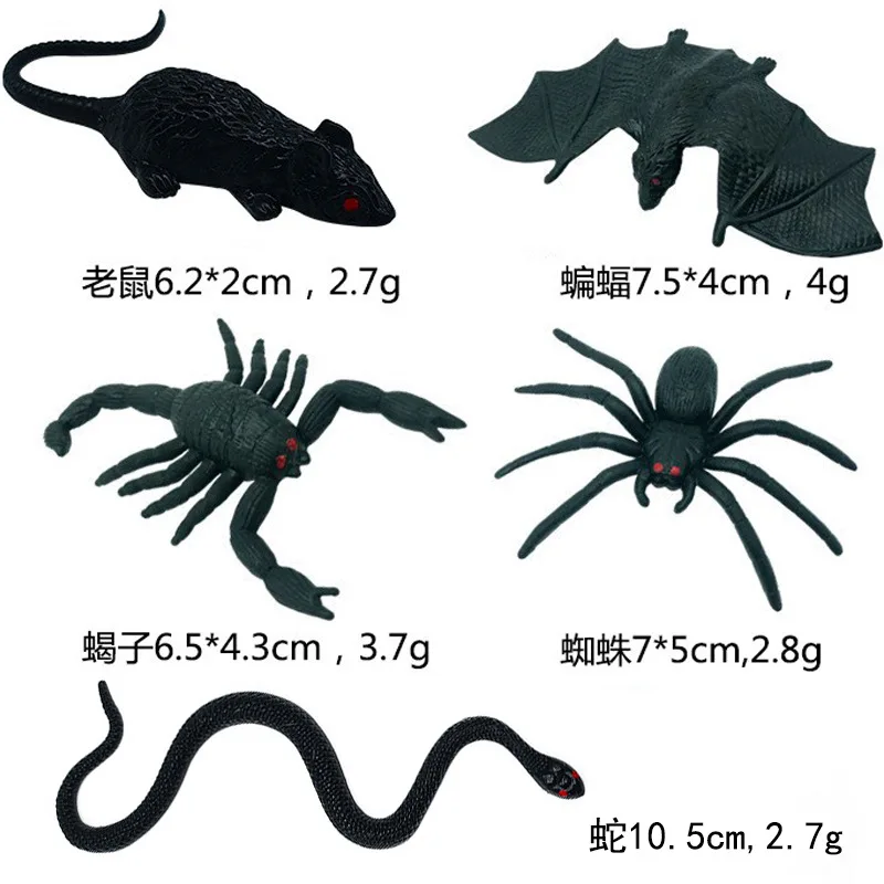 การเล่นตลกและหลอกจําลองแมงป่องดําค้างคาวเมาส์แมงมุมฮาโลวีนนวนิยายของเล่นพลาสติกขายส่ง