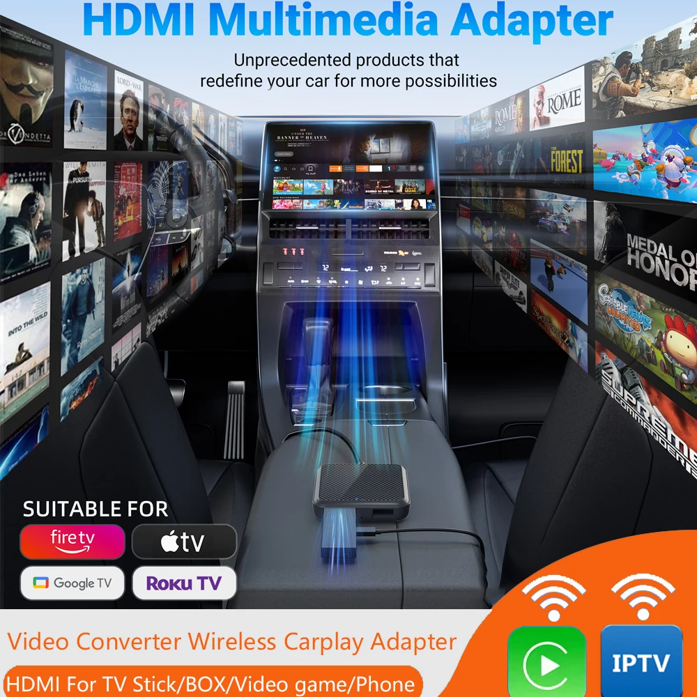 

Новый автомобильный тв Mate беспроводной адаптер для Carplay HDMI мультимедийный видео конвертер для Google Android Tv Stick и PS5 switch игровой приставки Подключение экрана мобильного телефона