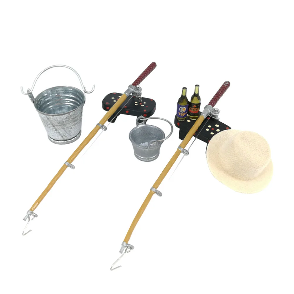 Simulação Pesca Tackle Hat, Balde Modelo Stool, Miniatura Decoração Itens, Cesta, Decorações ao ar livre, Brinquedo minúsculo, ornamento, Criança