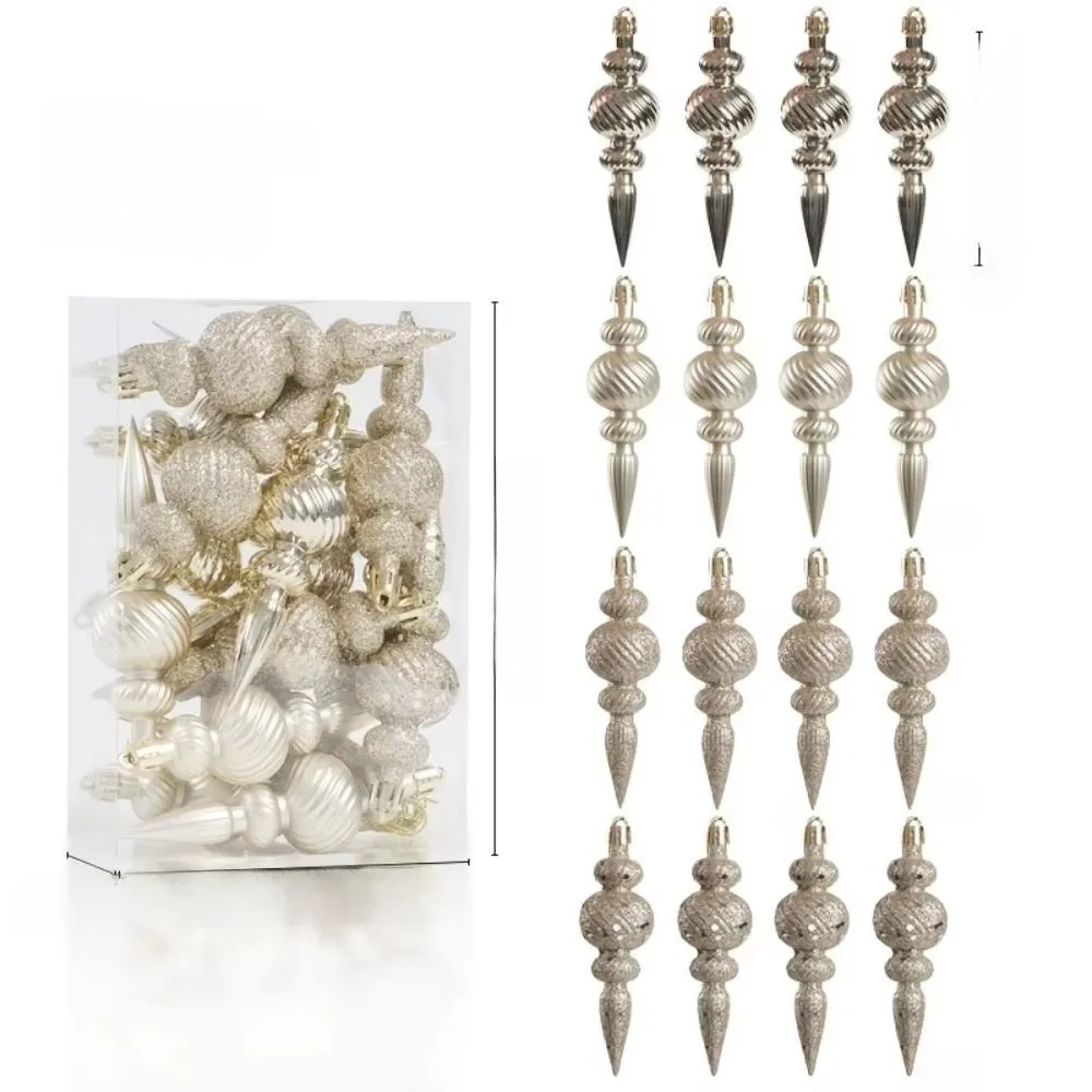 16Pcs 16Pcs/Box Christmas Hanging Balls Special Shaped Gold Powder Xmas Tree Party Decorations Shiny Multi-functional