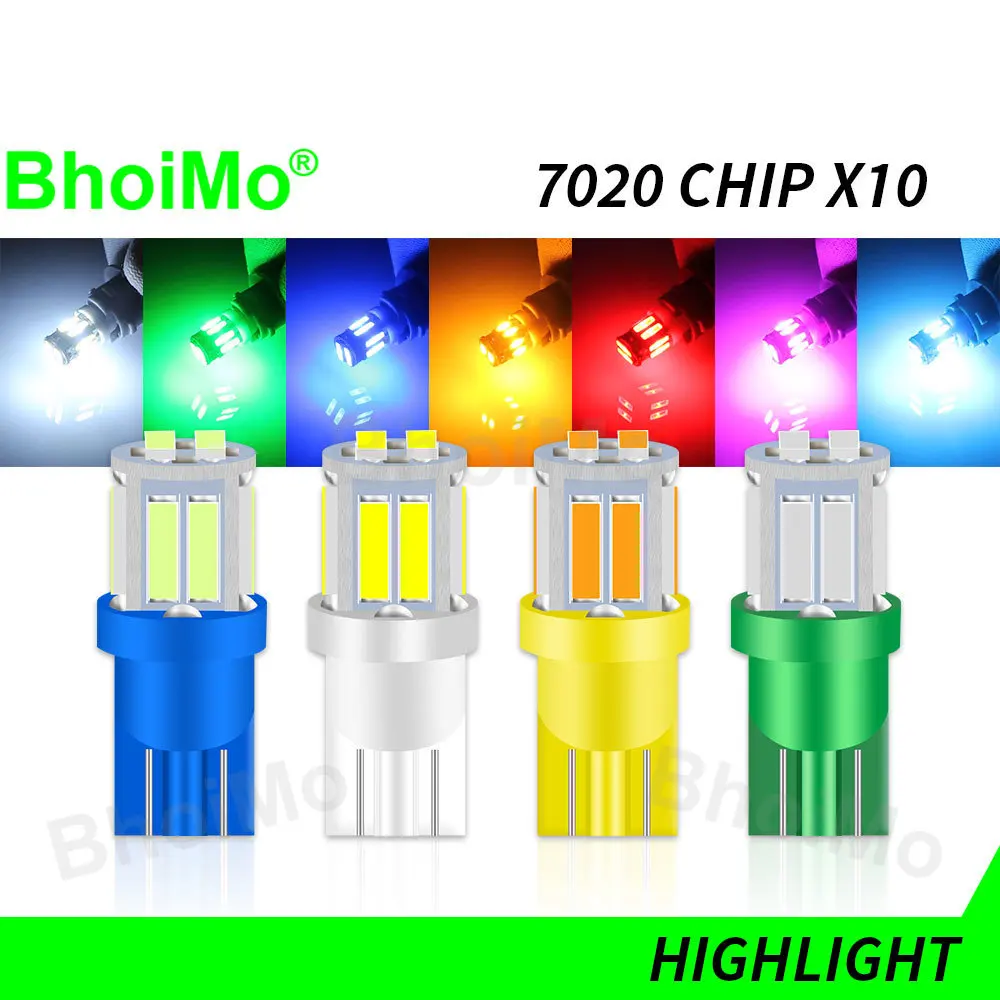 

BhoiMo 2PCS Led 194 Bulb T10 W5W Interior Parking Light 7020 168 Door Reading Side Marker Dome Signal Lamp License Plate Car