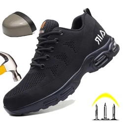 Lightweight Air Cushion Breathable Men Boots Work Shoes Safety Shoes Anti-smash Sneakers Puncture-Proof Indestructible Shoes