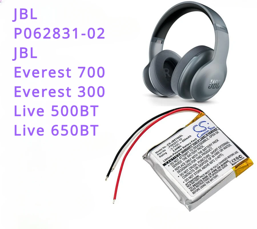 550mAh Wireless Headset Battery P062831-02 for JBL Everest 700, Everest 300, Live 500BT,Live 650BT, this is 3 wires