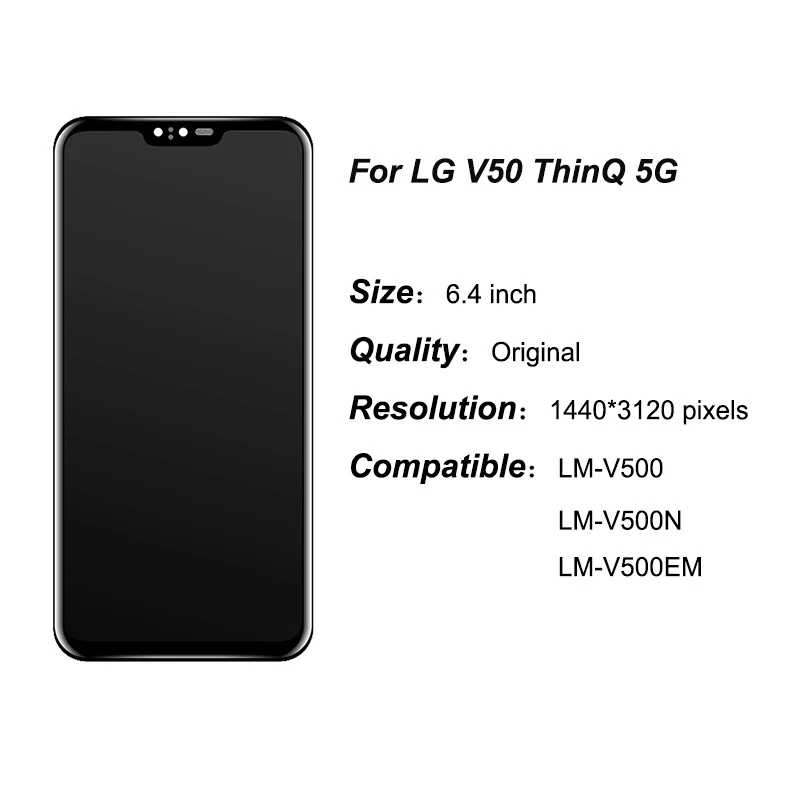 Original lcd For LG V50 ThinQ LM-V500 LM-V500N LM-V500EM LM-V500XM LM-V450PM LM-V450 LCD Screen Digitizer Assembly