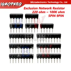 10 Stuks 5pin 9pin Uitsluiting Netwerk Weerstand Array 100 220 330 470 510 680 1K 1.2K 1.5K 2K 2.2K 3.3K 4.7K 10K 100 Ohm