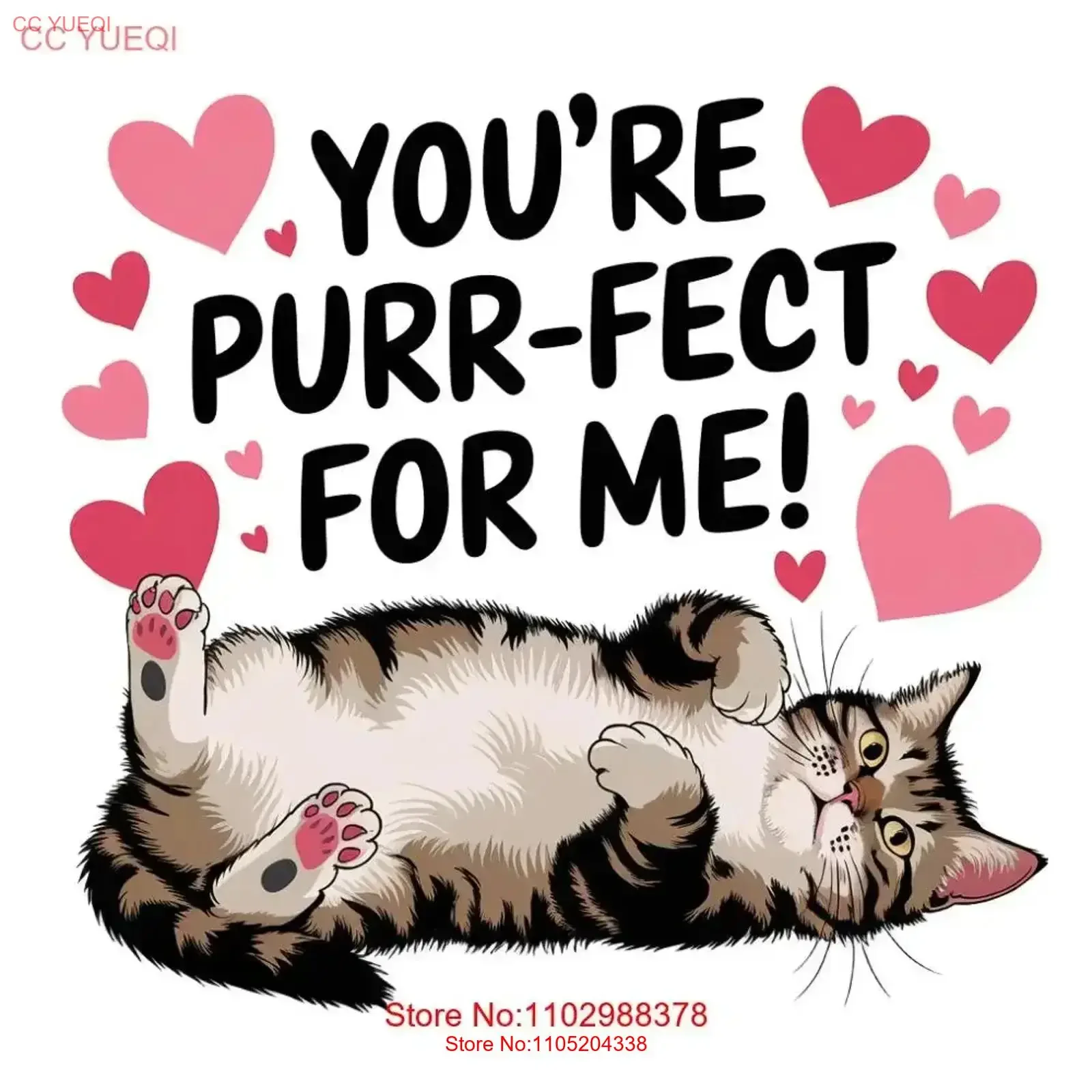 

You're Purr Fect For Me Valentines Day Cat T Shirt NEW NWOT vintage Washed Stylish homme Stretched Versatile Soft Breathable