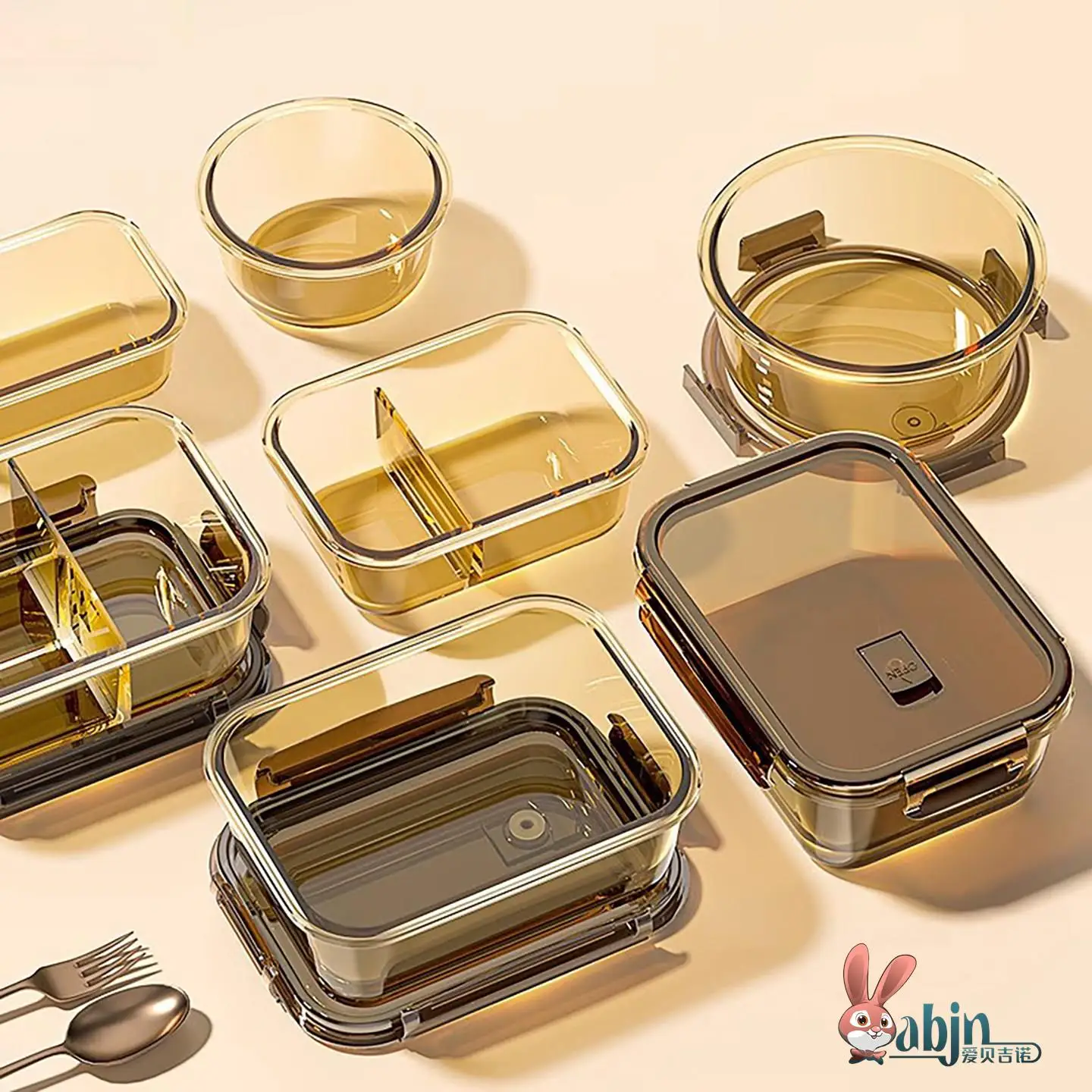 Leakproof Glass Lunch Box Microwave Safe Heating Container Portable Meal Box Compartmentalized Bowl for Office Workers