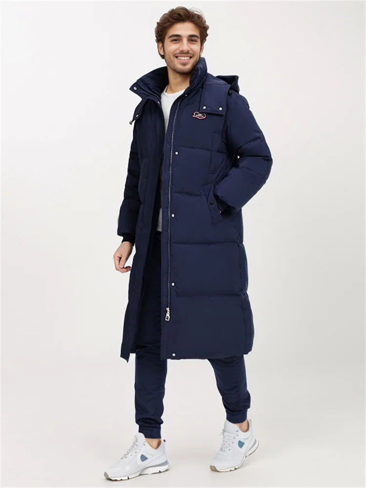 Thicken Winter Down Jacket Woman New Long Coat Oversize Hooded Big Pockets Zipper Warm Down Coat Woman Winter Overcoat