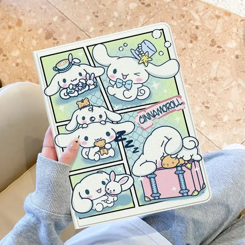 

Sanrio Kawaii Pochacco Flip IPad Protective Cases Kuromi Cinnamoroll Anime Cartoon Exquisite Anti-fall Table Protective Covers