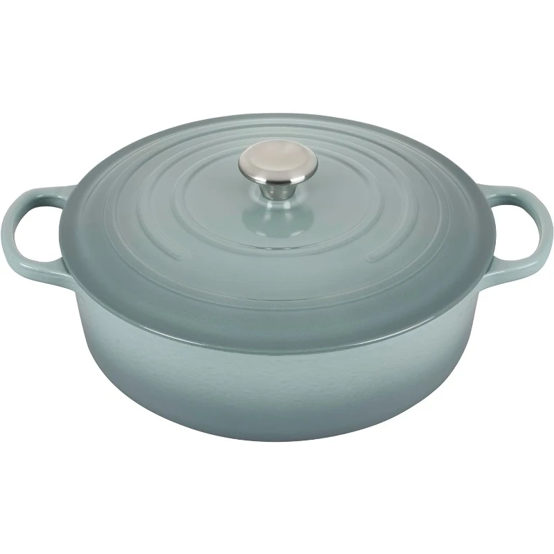 Enameled Cast Iron Signature Round Wide Dutch Oven, 6.75 qt., Sea Salt，home.