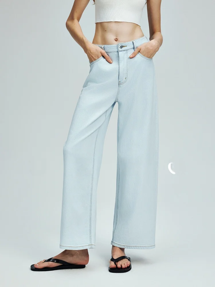 

UZZO High Waist Wide Leg Vintage Waed Distred American Sle Jeans Women Spring Summer Cotton Stretch Denim Pants