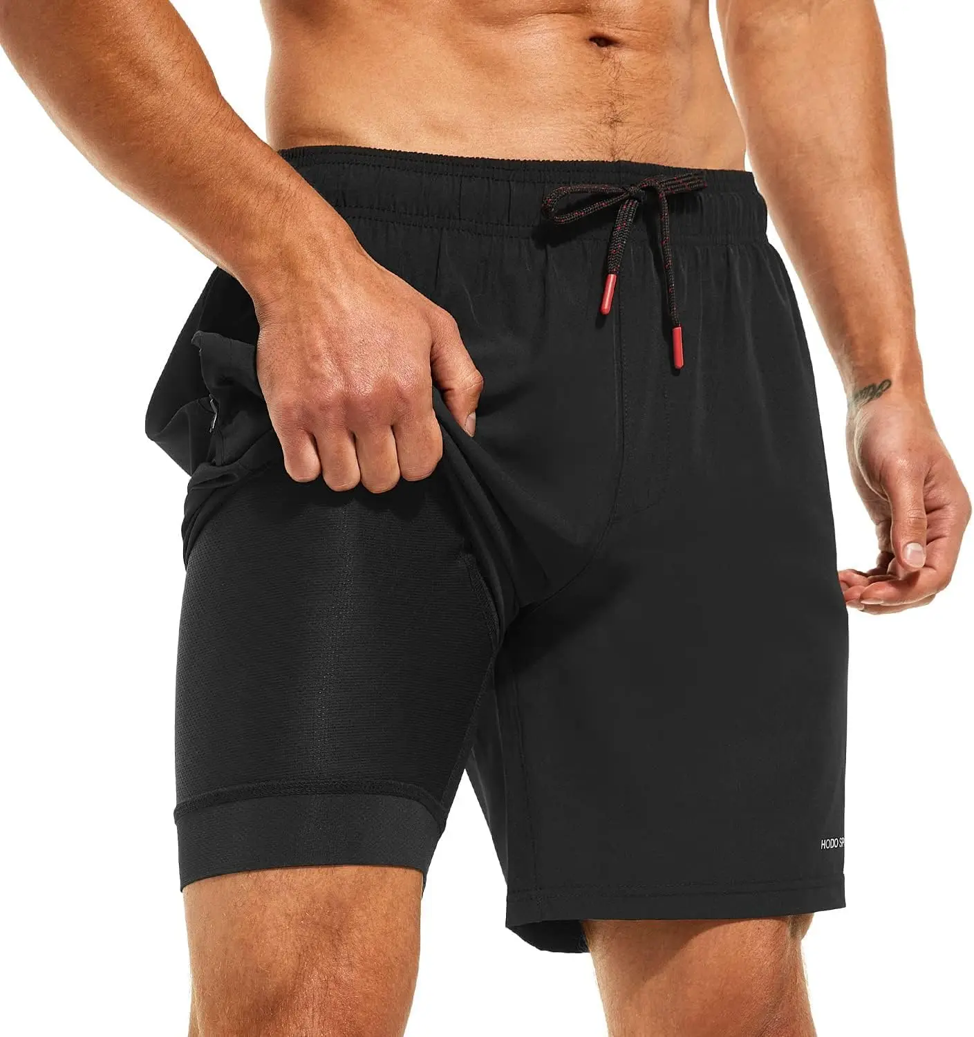 

Mens 7' Swim Trunks with Compression Liner S-6XL Quick Dry Swimming Shorts Zipper Pockets Swimsuits