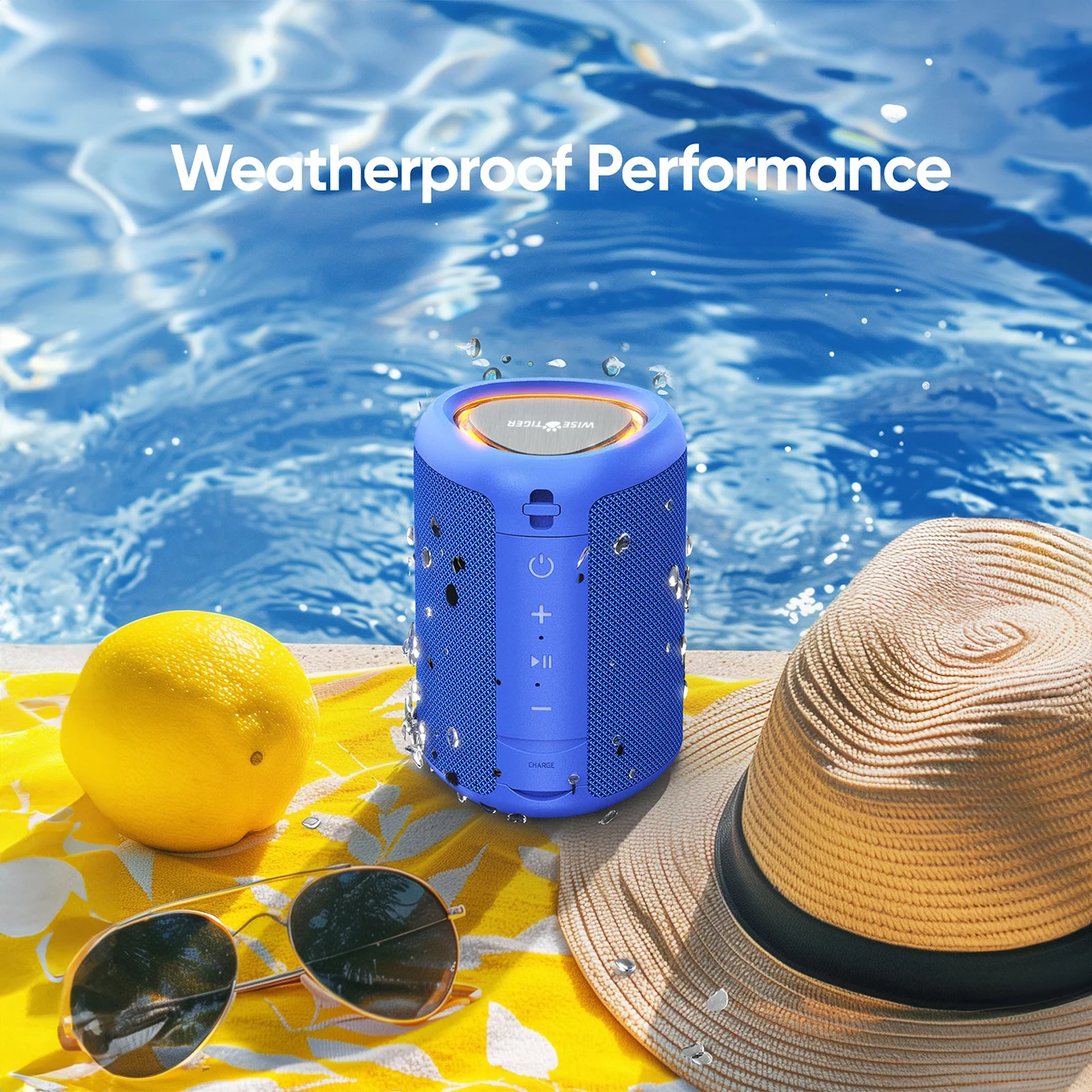 WISETIGER A46 اتصال ستيريو لاسلكي أزرق 2 سمّاعات بلوتوث 360 °   مكبر صوت محمول بحجم الجيب