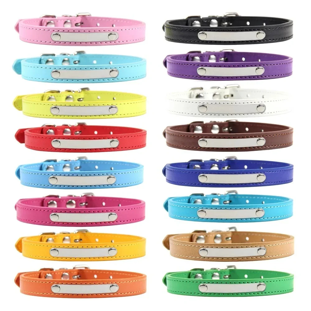 Collar de piel sintética para gato, accesorio personalizado con grabado de nombre de identificación para mascota, accesorio para cachorro y perro