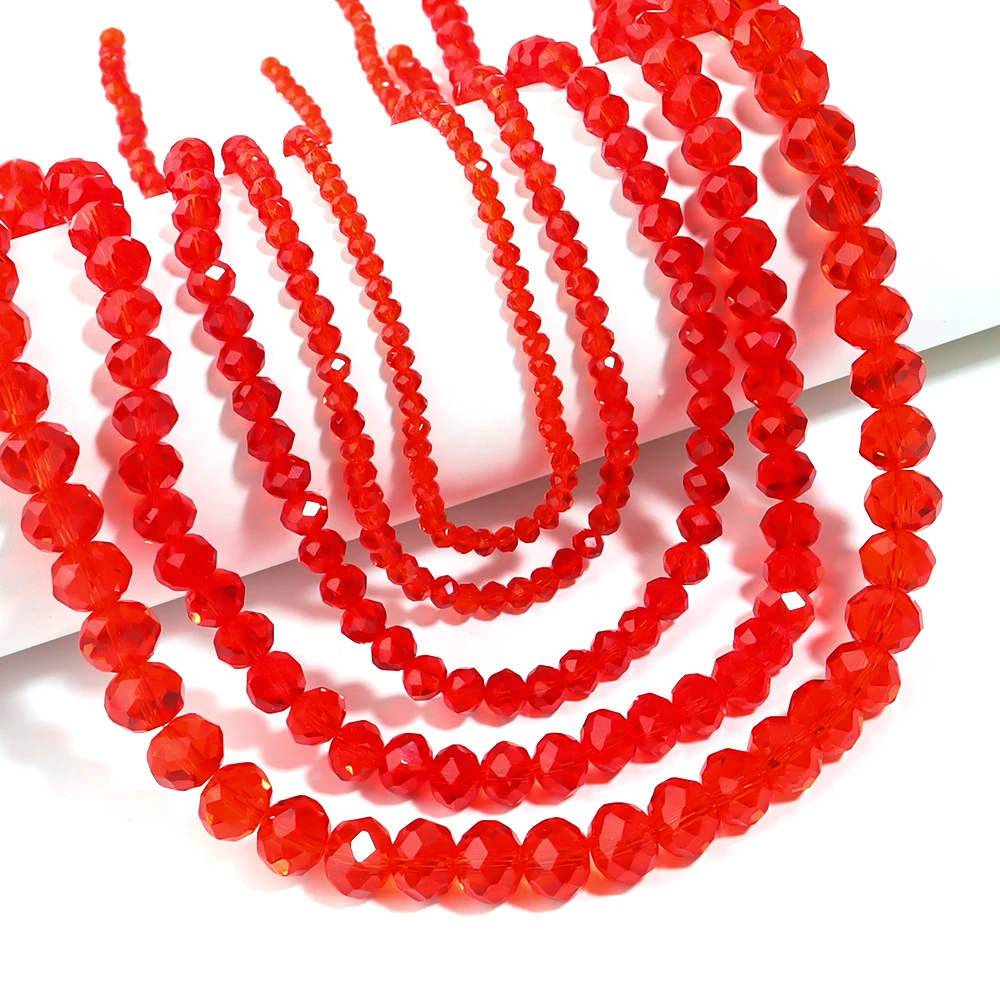 3/4/6/8/10mm Facettierte Rote Glas Kristall Perlen Rondelle Tschechische Kristall Perlen Runde lose Perlen Für DIY Schmuck Machen Armband