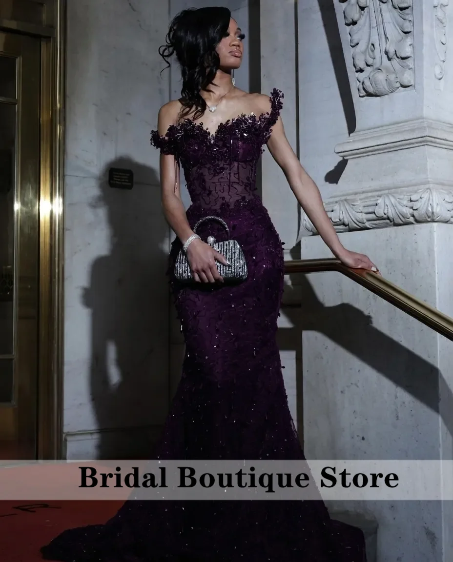 

Elegant Purple Prom Dresses Black Girl African Matric Dance Dress Crystal Long Mermaid Evening Gowns Party Dress 2026 Customized