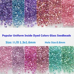 11/0 Glass Beads 1.3x1.6mm Internal Dyeing Color Interval Seed Beads Used for French Embroidery Diy Jewelry Making Accessories