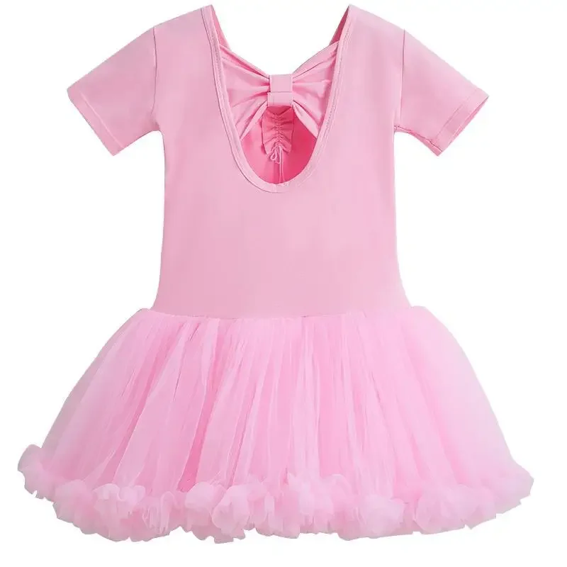 Short-sleeved Ballet Dress Summer Girls Gymnastic Ballet Leotard Tutu Dance Dress Kids Summer Ballerina Clothing Dance Wear