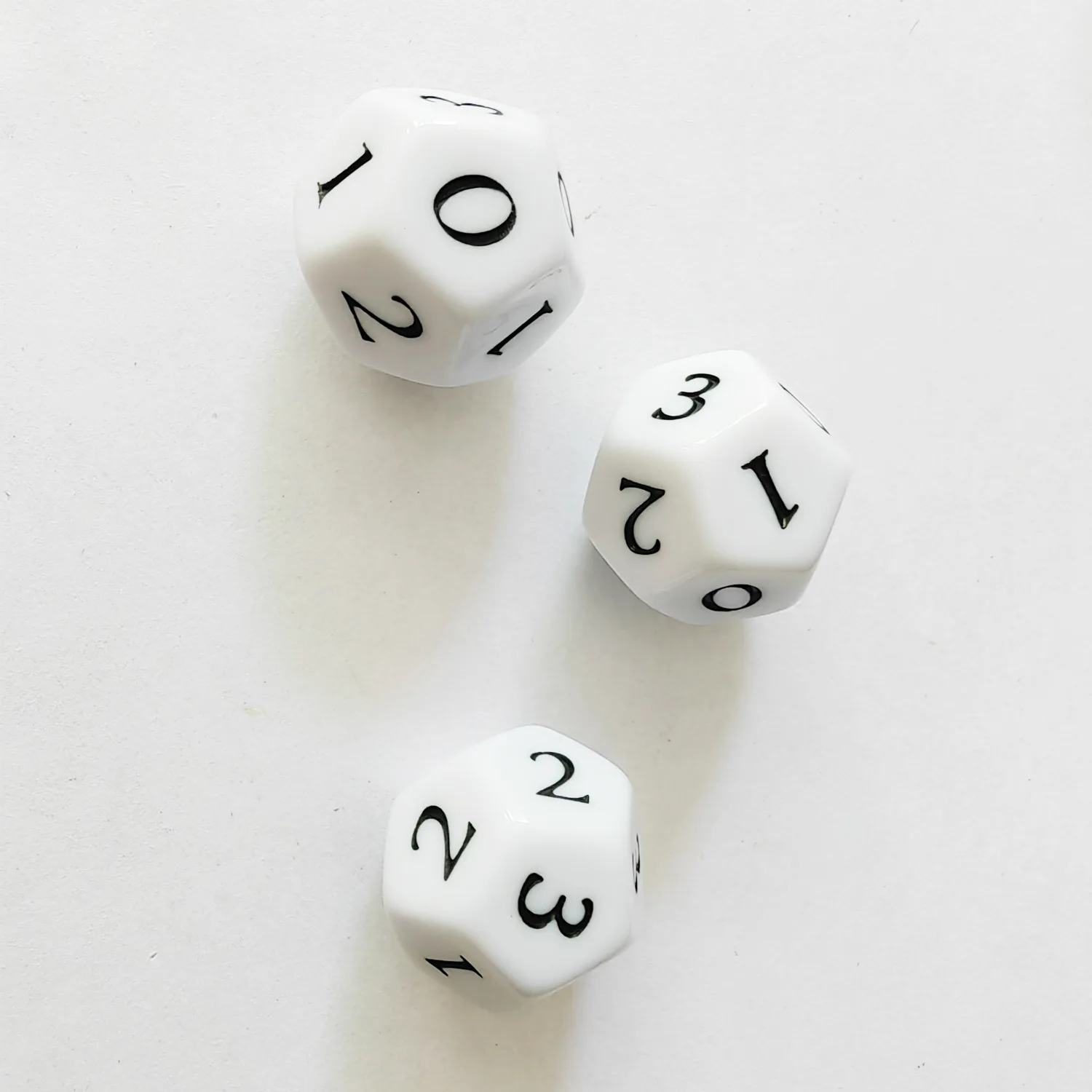 12-side acrílico dice jogo acessórios, 22mm, 0-3, conjunto de 5 peças