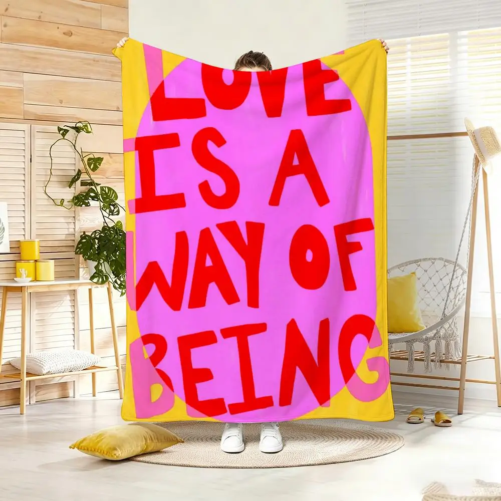 Slogan Minimalist sunny eclectic love quotes Throw Lightweight  Flannel Blanket Soft Skin-friendly for Summer Cooling
