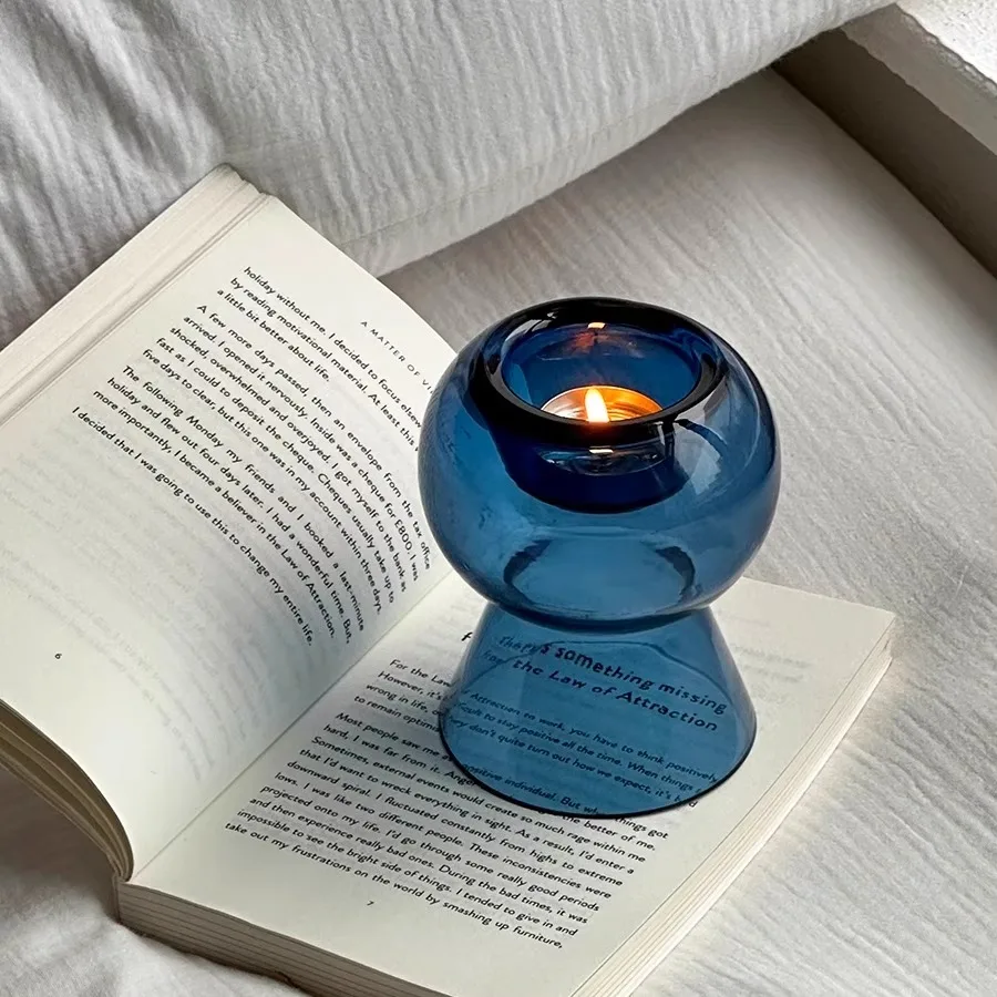 Luxury Dual-Use Glass Candle Holder Aromatherapy Stand for Scented Candles, Decorative Vase for Romantic Dinner Table Decor