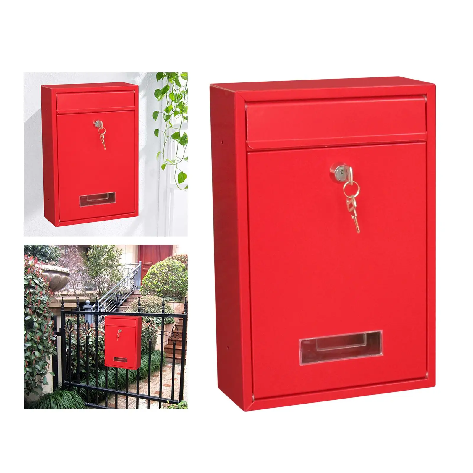 

Metal Mailbox Wall Mounted Mail Mail Box 21x8x32cm Front Door Drop Box