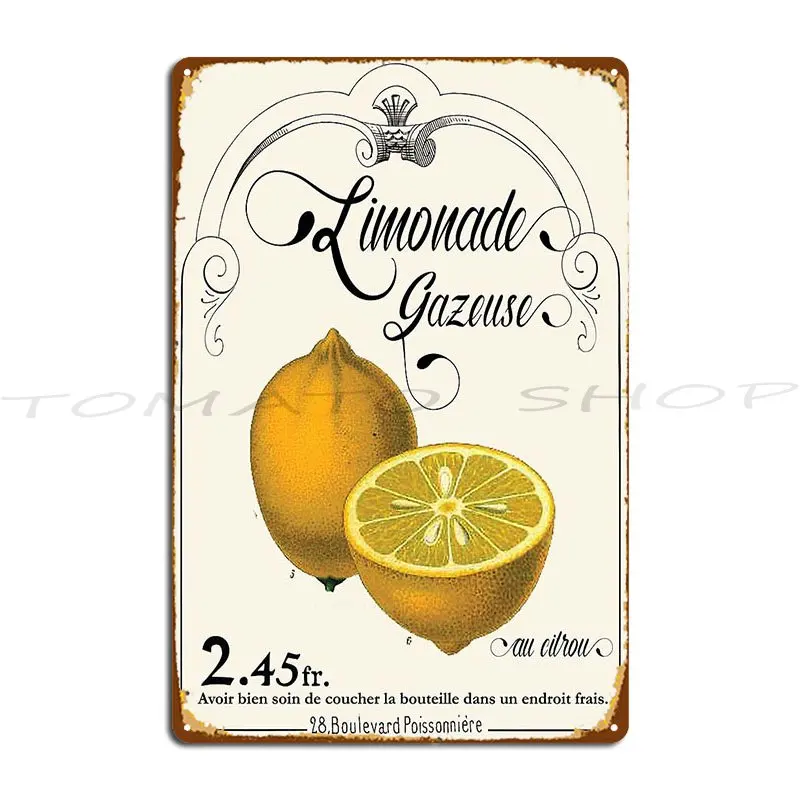 Vintage French Lemonade Metal Plaque Poster Mural Garage Funny Party Designer Tin Sign Poster