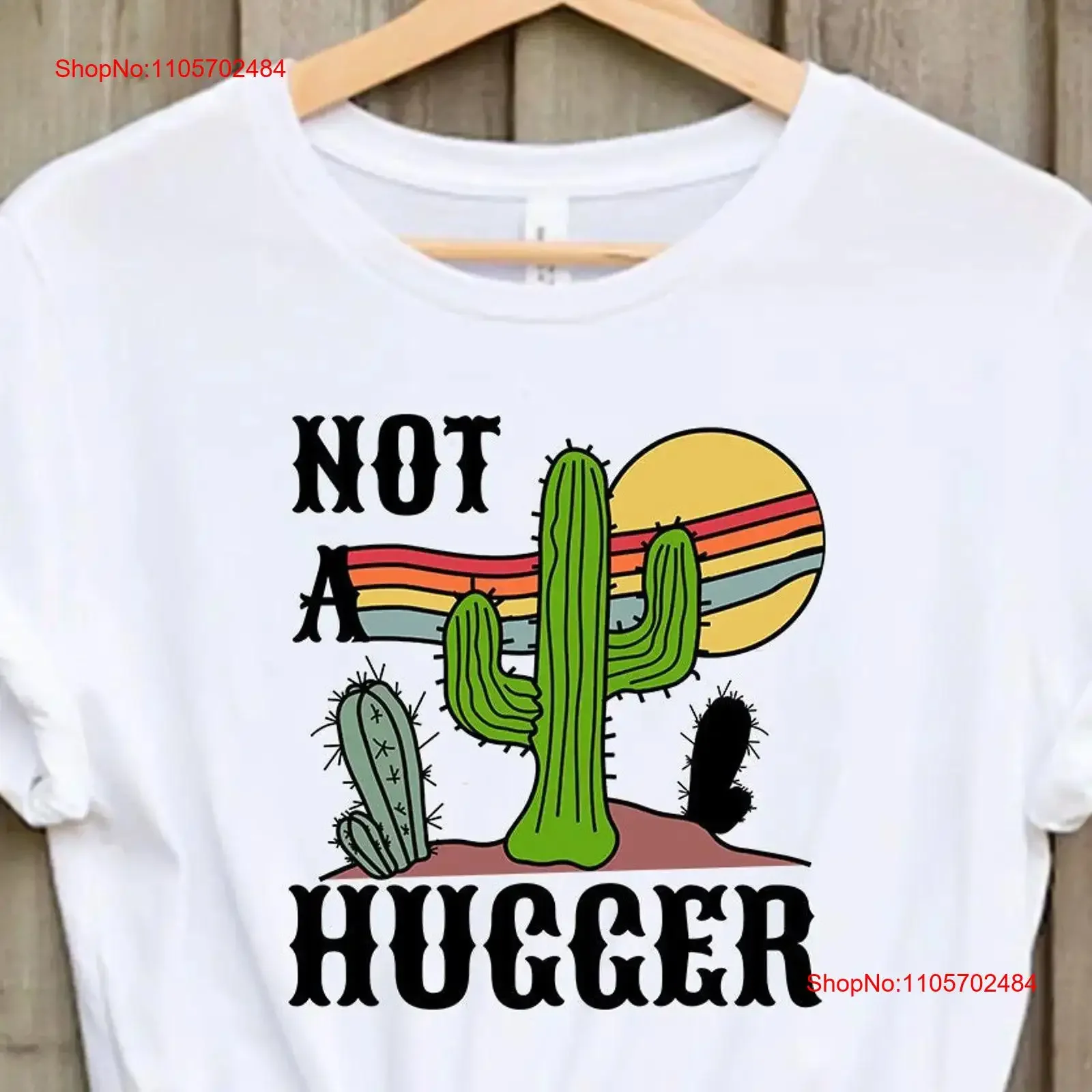 Not A Hugger T Shirt Cactus Sarcastic Funny No Hug Please GifT Social Distancing Saying vintage Washed graphic homme Versatile