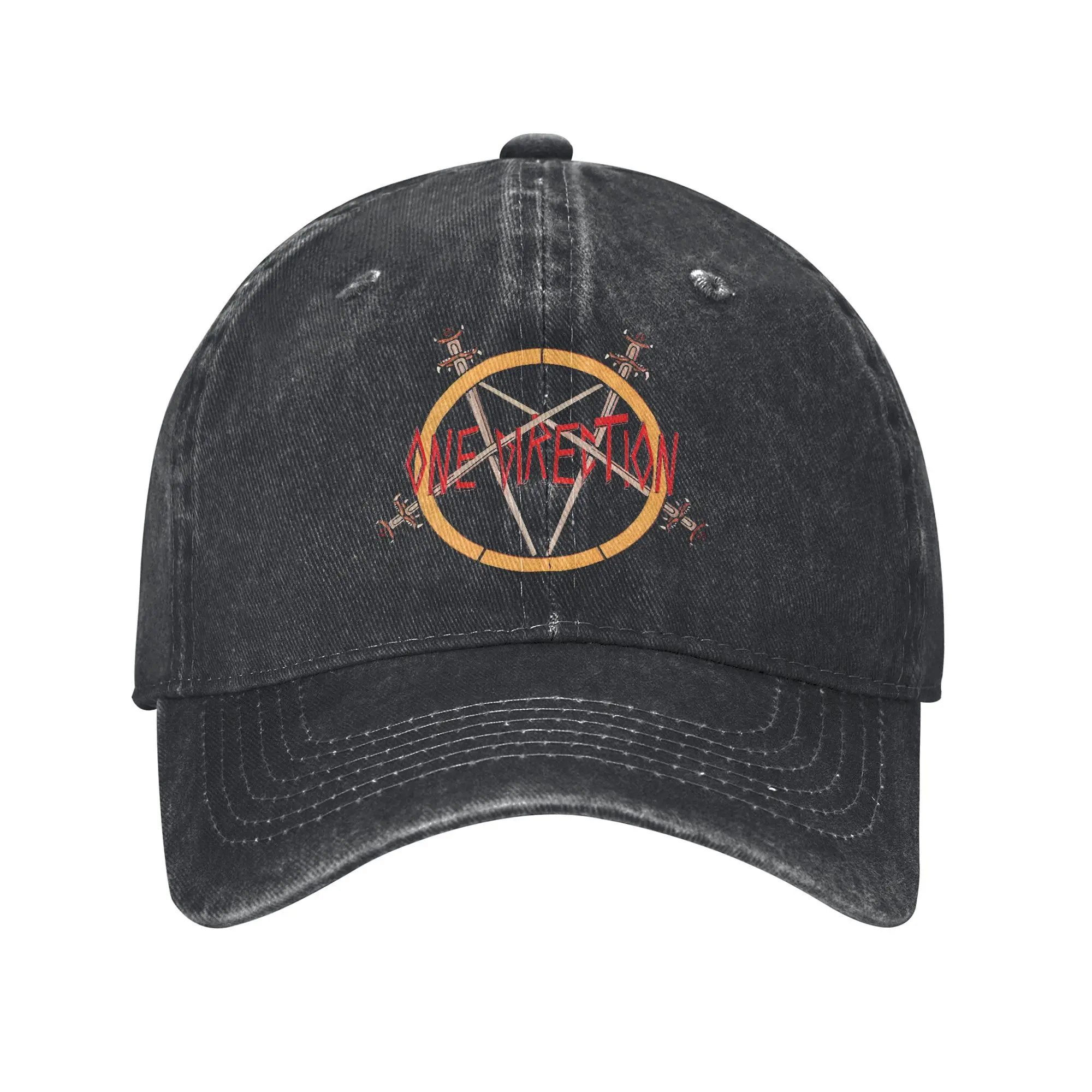 Ones Music and Directions   Metal Version Unisex Baseball Cap Heavy Metal Band Distressed Denim Washed Hat Outdoor Snapback Hat