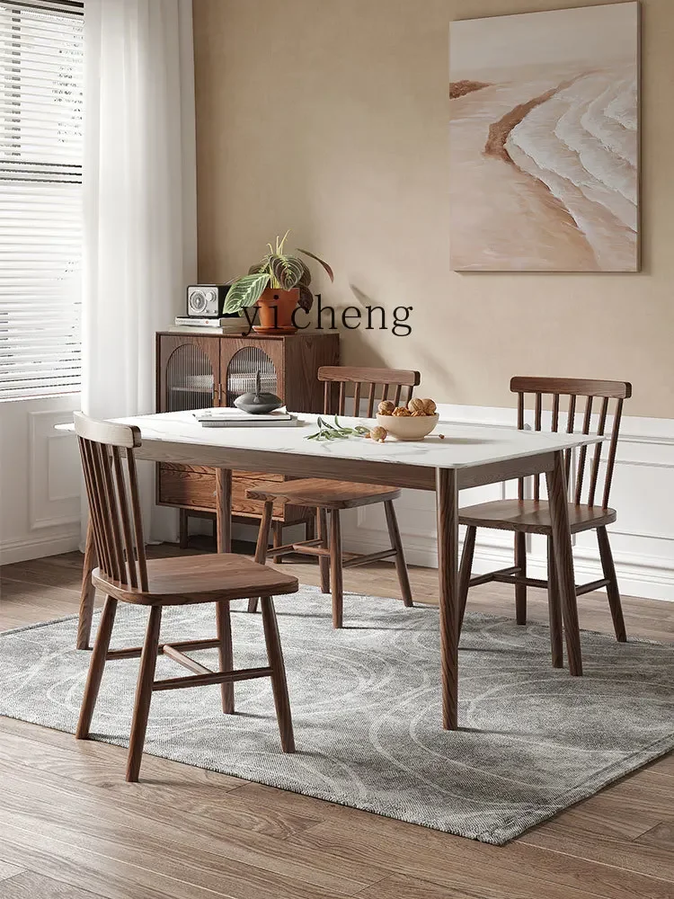 1-u10 Solid Wood Rock Plate Dining Table Modern Minimalist Nordic Home Small Apartment Dining Table