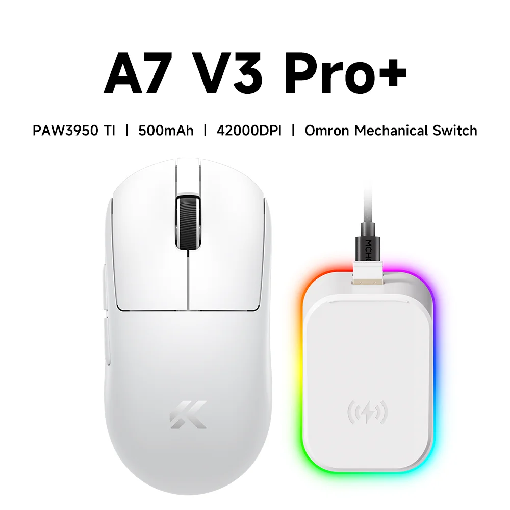 MCHOSE A7 V3 Lichtgewicht draadloze gamingmuis met dubbele 8.000Hz polling rate PAW3955 TI Gaming Esports kantoormuis