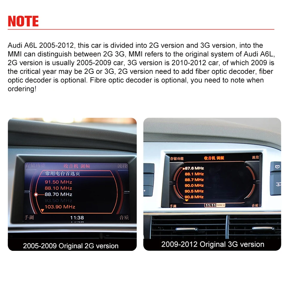Dual Screen Android Car Stereo for Audi A6 2005-2012