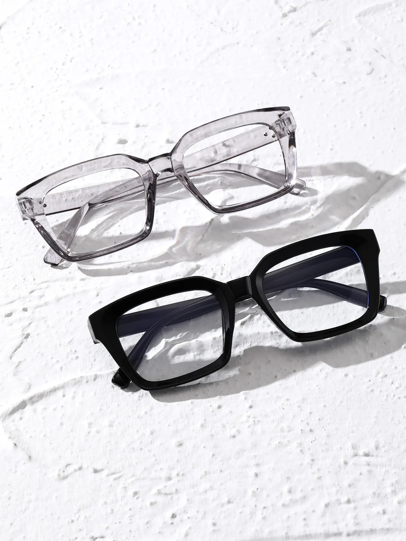 2 Pcs Plastic Geometric Frame Fashion Academic Style Clear Glasses Protection Daily Accessories