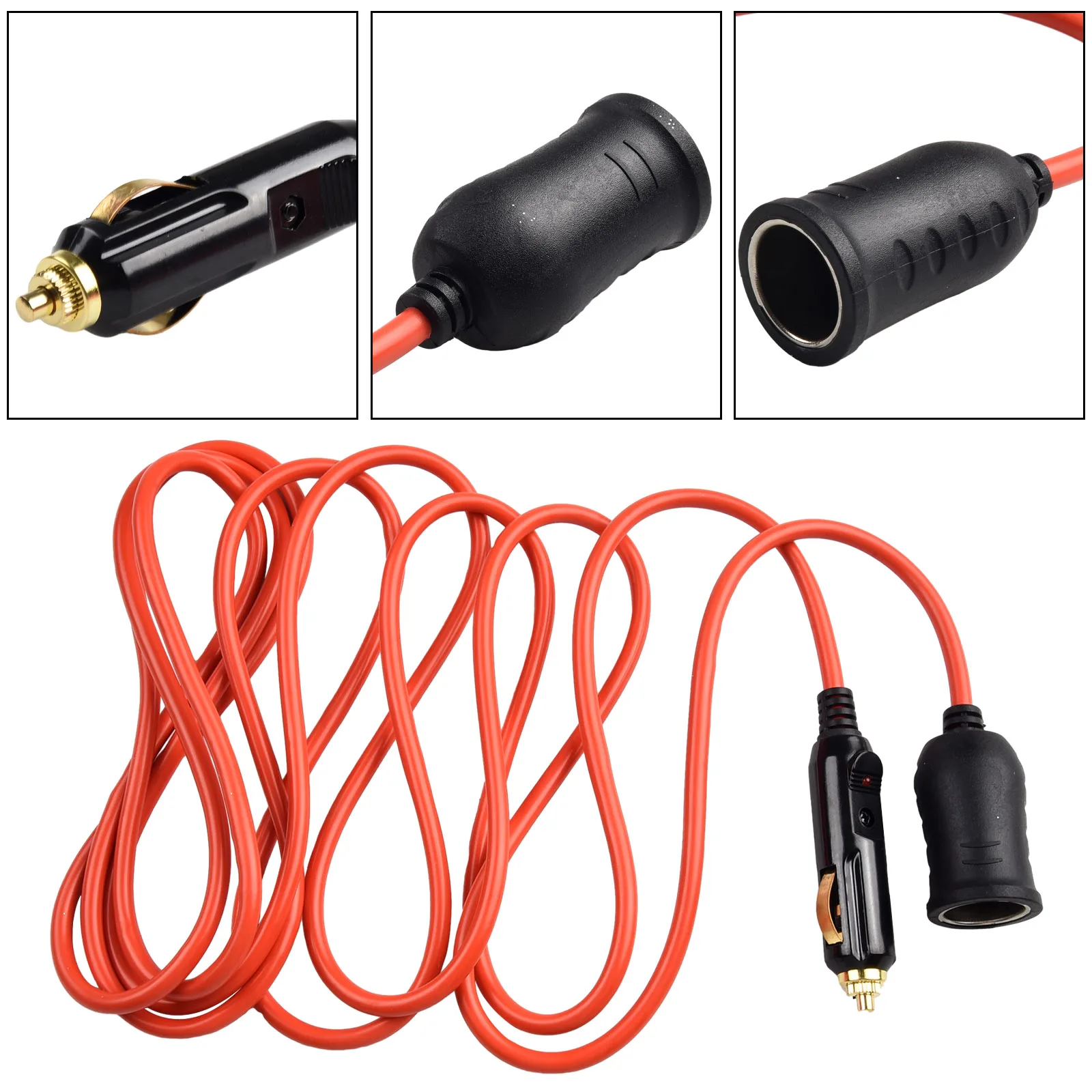 Car Extension Cable 12FT 12V 24V Male to Female DC Power Cord for Tire Inflator Vacuum Car Fridge Coffee Maker