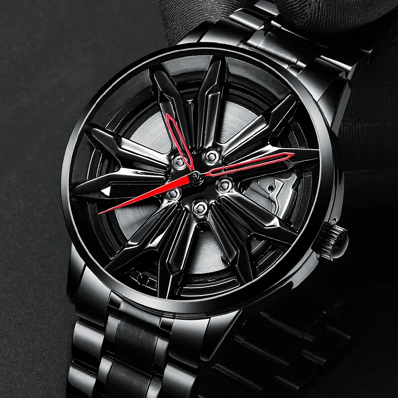 NIBOSI New Unique Custom Design Watch Men Sport Waterproof Car Wheel Rim Hub Watches Quartz Wristwatch Relogio Masculino