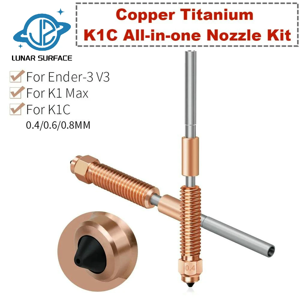 

LS-3D Printer Part K1C All-in-one Throat Nozzle Kit Copper Titanium High Flow Upgraded Quick-Swap Part For K1 Max K1C Ender 3 V3